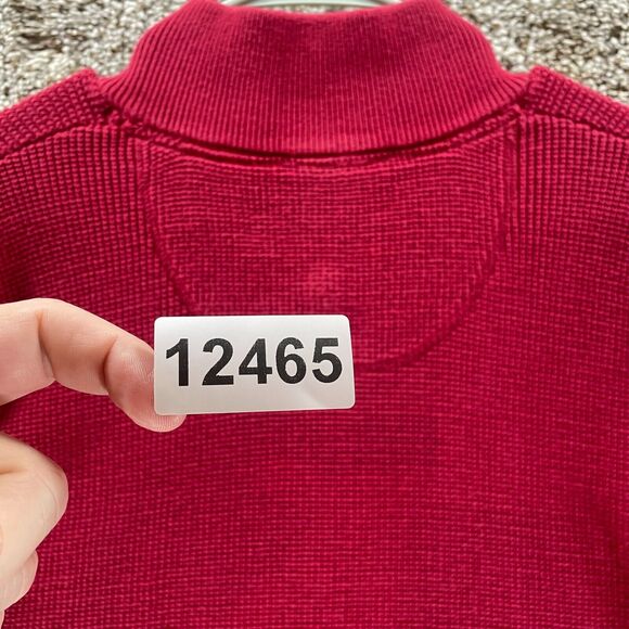 Vintage Orvis Sweater Mens Extra Large Red Quarter Zip Elbow Patches Waffle Knit - Picture 12 of 12